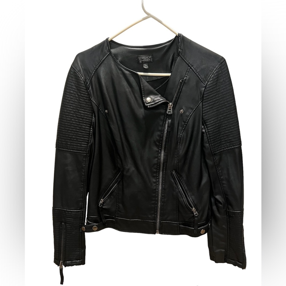 TOPSHOP FAUX LEATHER MOTO JACKET